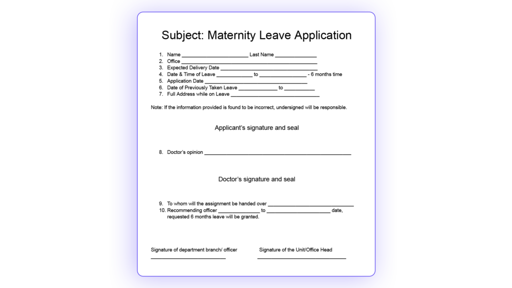 Maternity Leave Application Template